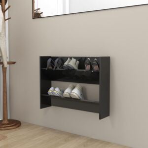 Wall Shoe Cabinet High Gloss Black 80x18x60 cm Chipboard