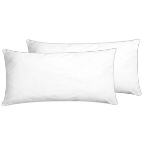 Set of 2 Bed Pillows White Japara Cotton Rectangular 40 x 80 cm Bedroom Cushions Sleeping Beliani