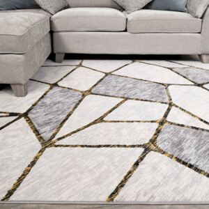 Modern Gold Abstract Mosaic Living Room Rugs - Hatton
