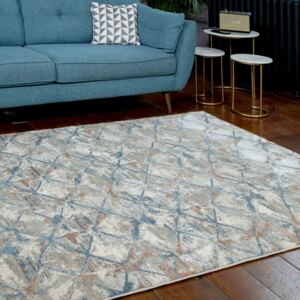 Soft Modern Blue Geometric Diamond Living Room Rugs - Riviera