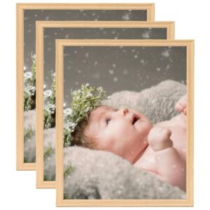 Photo Frames Collage 3 pcs for Wall or Table Light Oak 28x35 cm