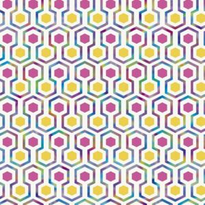 Good Vibes Wallpaper Hexagon Pattern Pink and Yellow