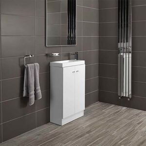 Bathstore Alpine Duo 495mm Basin and Floorstanding Vanity Unit - Gloss White