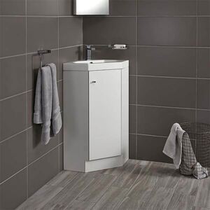 Bathstore Alpine Duo 420mm Basin and Corner Vanity Unit - Gloss White