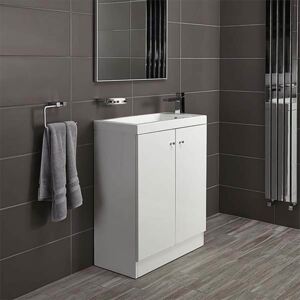 Bathstore Alpine Duo 660mm Basin and Floorstanding Vanity Unit - Gloss White