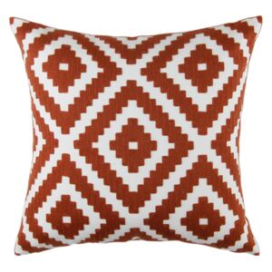 Aztec Cushion - Terracotta and White