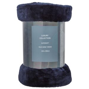 Faux Mink Throw - Navy