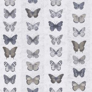 Organic Textures Jewel Butterflies Grey Wallpaper