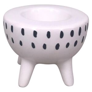 Tealight Holder - White with Black Dots