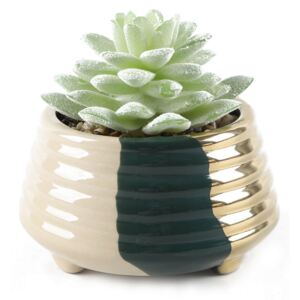 Small Potted Plant - Gold & Teal