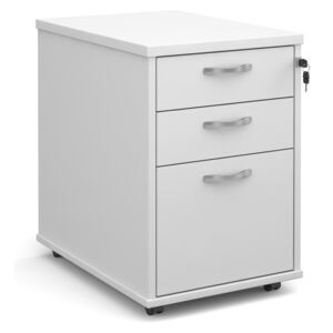 Tall Mobile 3 Drawer Pedestal With Silver Handles 600mm Deep