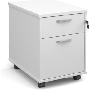 Mobile 2 Drawer Pedestal With Silver Handles 600mm Deep