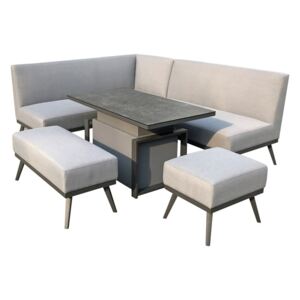 Kerona Fabric Sofa Dining With Gas Lift Table Light Grey