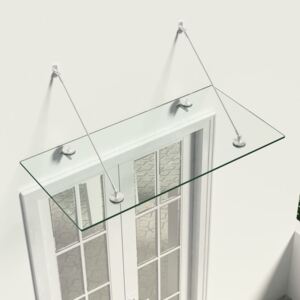 VidaXL VSG Safety Glass Canopy Front Door 120x60 cm Stainless Steel