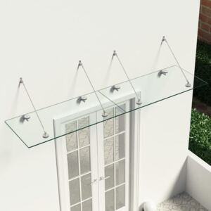 VidaXL VSG Safety Glass Canopy Front Door 240x60 cm Stainless Steel