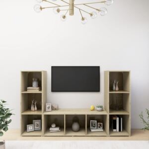 VidaXL TV Cabinets 3 pcs Sonoma Oak 107x35x37 cm Chipboard