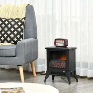 HOMCOM Electric Fireplace Stove, Free standing Fireplace Heater with Realistic Flame Effect, Adjustable Temperature and Overheat Protection, Black