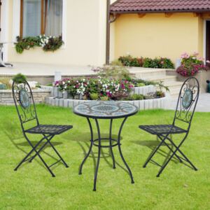 Outsunny 3 Pcs Garden Bistro Set-Mosaic, Metal