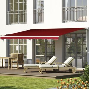 Outsunny Manual Retractable Sun Shade Patio Awning Outdoor Deck Canopy Shelter, 2.5mx2m (Dark Red)