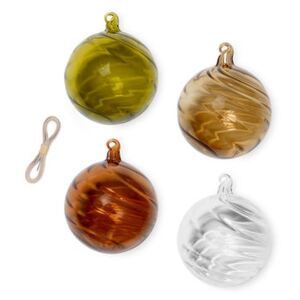 Twirl Large Bauble - / Ø 10 cm - Set of 4 / Hand-blown glass by Ferm Living Multicoloured