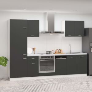VidaXL 7 Piece Kitchen Cabinet Set Grey Chipboard