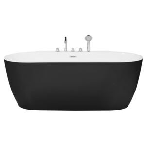 Freestanding Bath Black Sanitary Acrylic Oval Single 170 x 80 cm Modern Design Beliani