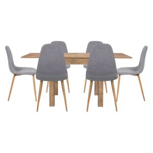 Kubu Extending Dining Table and 6 Ludlow Chairs - Grey
