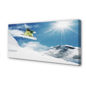 Canvas print Man mountain snowboarding 100x50 cm
