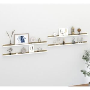 Wall Shelves 4 pcs White and Sonoma Oak 115x9x3 cm
