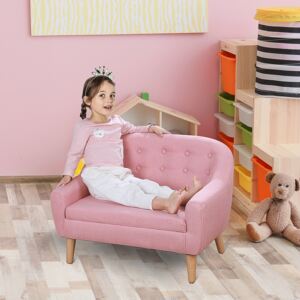 HOMCOM Kids Mini Sofa Children Armchair Seating Chair Bedroom Playroom Furniture Wood Frame Pink