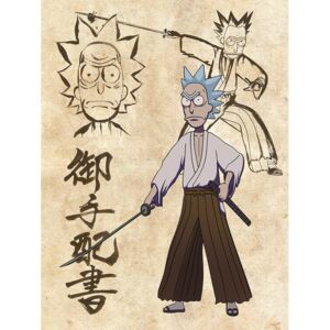 Canvas Print Rick and Morty - Samurai Showdown, (60 x 80 cm)