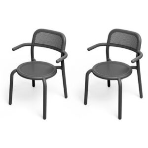 Toní Stackable armchair - / Set of 2 - Perforated aluminium by Fatboy Black