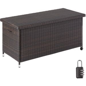 Tectake 404211 garden storage box kiruna - outdoor furniture cushion storage 121x56x60cm, 270l - brown