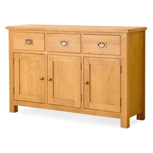 Lanner Waxed Oak Large Sideboard, Internal Shelf | Medium Rustic Oak