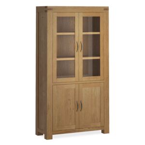Abbey Grande Large Display Cabinet With Glazed Doors | Solid Waxed Oak