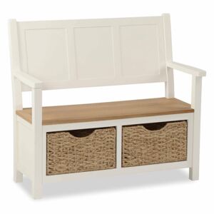 Daymer Cream Painted Monks Bench With Baskets | Oak