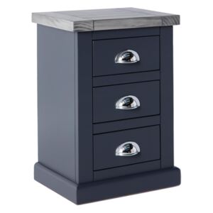 Bristol Charcoal Bedside Table, 3 Drawer Cabinet, Solid Wood | Roseland Furniture