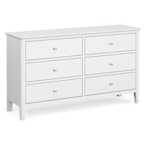 Chester White Scandi Wide Chest of Drawers, Solid Wood | Roseland Furniture