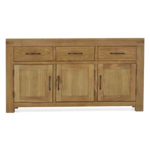 Abbey Grande Large Thick Top Oak Sideboard, 3 Drawer | Solid Waxed Oak