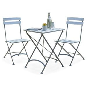 Anton Bistro Set, Small Folding Patio Steel & Wood Dining Set Suitable for 2 | Roseland Furniture