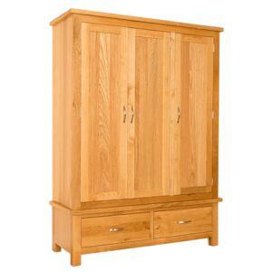 Newlyn Oak Large / Triple Wardrobe with Drawer Storage | Light Oak