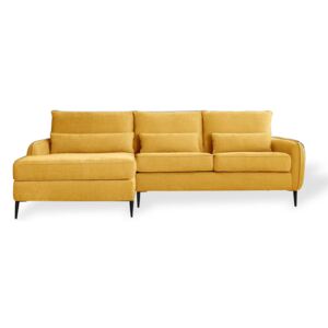Bertie Chenille Corner Chaise Sofa | Living Room 3 Seater Corner Settee, Mid Century Modern Velvet Large Couch | Roseland Furniture Stores UK