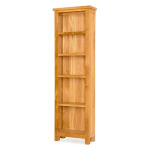 Lanner Waxed Oak Narrow Bookcase, 5 Fixed Shelves, W: 52cm | Rustic
