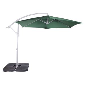 Green 3m Overhanging Crank & Tilt Cantilever Parasol Canopy, Large Round Outdoor Umbrella for Garden Patio Furniture Sets | Roseland Furniture