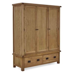 Zelah Oak Large Wardrobe with Drawers | Roseland Furniture