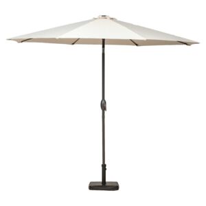 Ivory or Grey Top 3m Crank & Tilt Parasol Canopy with Grey Frame, Large Round Outdoor Cream Umbrella for Garden Patio Dining Sets | Roseland Furniture