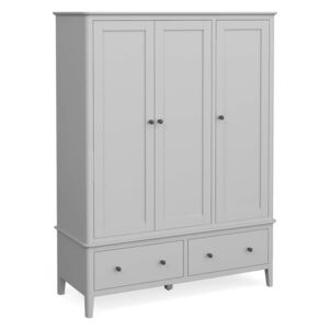 Elgin Grey Triple Wardrobe with Drawer | Roseland Furniture