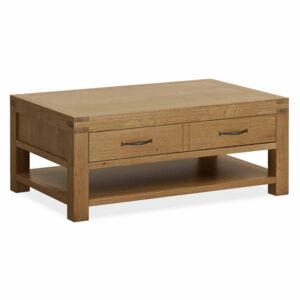 Abbey Grande Large Coffee Table with Drawers, Solid Wood | Waxed Oak