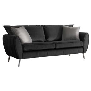 Milano Velvet 3 Seater Sofa - Grey, Black, Navy, Peacock, Mid Century Modern Upholstered Fabric Settee Coach for Living Room | Roseland Furniture