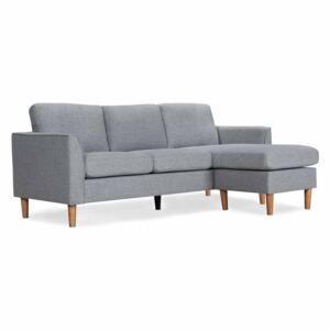Sonny Grey 3 Seater Fabric Chaise Sofa, Comfy Cushioned Mid Century Modern Upholstered Settee Couch for Living Room | Roseland Furniture